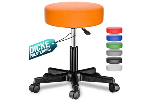 Casaria Drehhocker - Höhenverstellbar & 360° drehbar - Drehhocker für Zuhause und Büro, höhenverstellbar von 46-60cm und mit 10cm dick gepolsterter Sitzfläche für maximalen Komfort. Ideal für flexibles Arbeiten und müheloses Bewegen.
