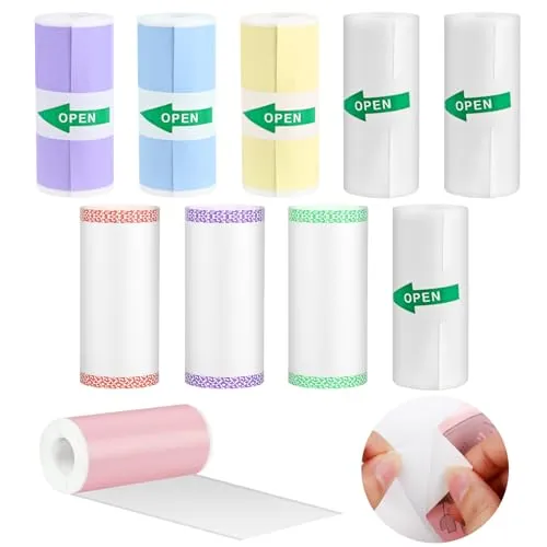 Rollen Thermorollen, GuKKK Thermopapier für Kinder Sofortbildkameras und Selbstklebender Bedruckbarer Aufkleber, Mini Thermal Pinter Papier(57 x 25 mm),Drucker Papier für Mini Mobiler Fotodrucker 10
