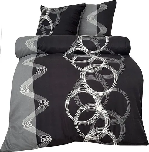 One Home Bettwäsche Winter Fleece, Fleece, 2 teilig, modern und Kreise, kuschelig flauschig warm weich Winter Normalgröße