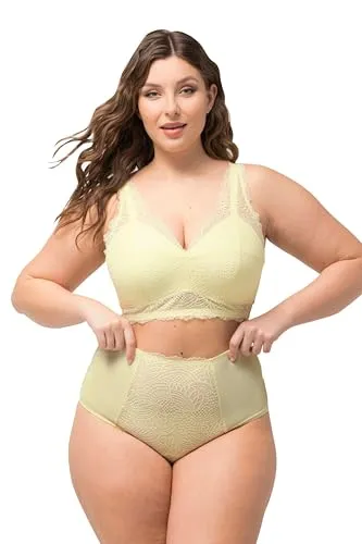 Ulla Popken Damen Maxi, Lace Slip, Lichtgelb, 50-52 in gelb von Ulla Popken