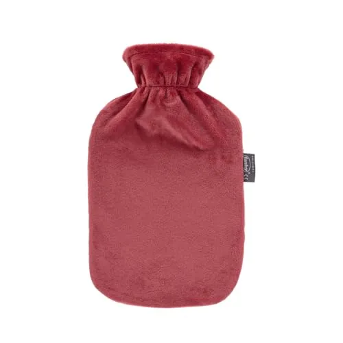 Fashy Wärmflasche mit Flauschbezug, rostrot, 2 L in rot von Fashy