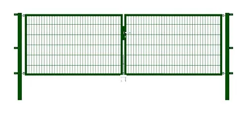 Stabgitter-Doppeltor ALBERTS Flexo Typ 6/5/6 - 400 x 120 cm mit Pfosten - Gartenzäune, robustes Metalltor in Grün, ideal für einen sicheren und stilvollen Zugang zu Ihrem Garten.