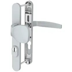 MS Beschläge Silberne Schmalrahmengarnitur 72mm PZ - Türsicherungen mit hochwertigem Kernziehschutz und fest-drehbar gelagerten Türdrückern für hohe Langlebigkeit. Ideal für DIN links und DIN rechts, pulverbeschichtet in Silber.