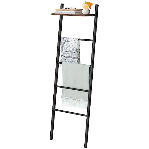 HOOBRO Handtuchleiter, Leiterregal mit 5 Ebenen, Handtuchständer, Stabile Kleiderständer, platzsparend, Industriestil, für Wohnzimmer, Schlafzimmer, Badezimmer EBF73CJ01G1