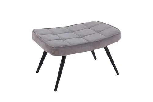byLIVING Fußhocker Uta - Samt, Cord & mehr in Grau - Eleganter Fußhocker der Serie Uta mit schaumstoffgepolsterter Sitzfläche, ideal für gemütliche Stunden. Passender Sessel separat erhältlich.