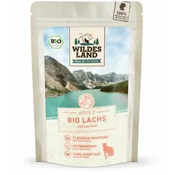 Wildes Land Katzen-Nassfutter Bio Lachs Pur 85 g - artgerechte Ernährung mit 76% frischem Lachs, ideal für gesunde Katzen