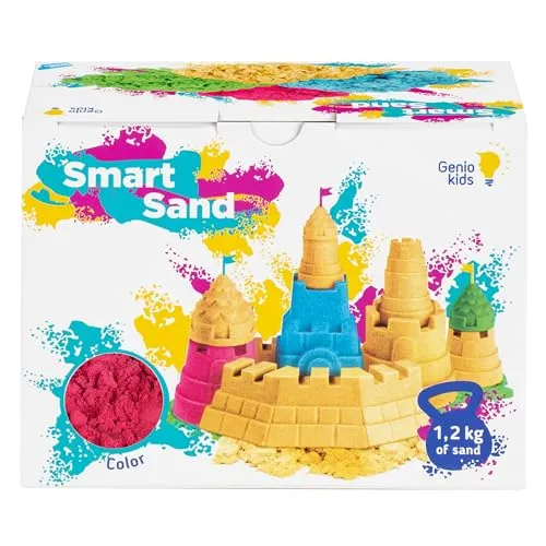 Genio Kids Magic Sand Rosa, 1,2 kg Knete Sand Bunt, Sandknete für Kinder, Magischer Sand Nachfüllpack, Modelliersand für Mädchen und Jungen (Rosa)