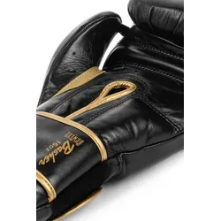 BENLEE Boxhandschuhe BASHER 18 oz - Leder Schwarz/Gold - Professionelle Boxhandschuhe aus hochwertigem Rindsleder mit breitem Klettverschluss für optimalen Halt. Ideal für Training und Wettkampf.