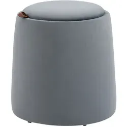 HOMCOM Sitzhocker Ø44 cm x 47,5 cm - elegant und vielseitig - Hocker mit abnehmbarem Deckel als Tablett, verstecktem Stauraum und Samtoptik für einen glamourösen Touch in Ihrem Wohnraum.