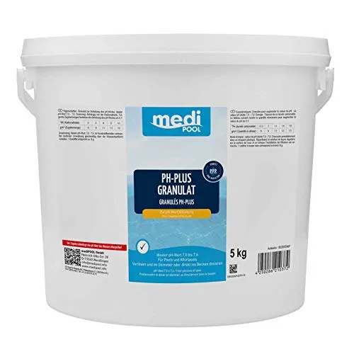 mediPool pH-Plus Granulat 5,0 kg - Pool-Balancer zur Erhöhung des pH-Werts auf den idealen Bereich (7,0 - 7,6) für optimale Wasserqualität und Desinfektionswirkung.