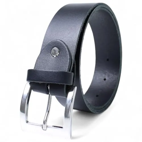 FRONHOFER Ledergürtel Rindsleder 3,5 cm Breite 2,5 mm dick silberfarbige Dornschnalle 5 x 4,5 cm kürzbar mit Edelstahlschraube Made in Germany bis 130 cm