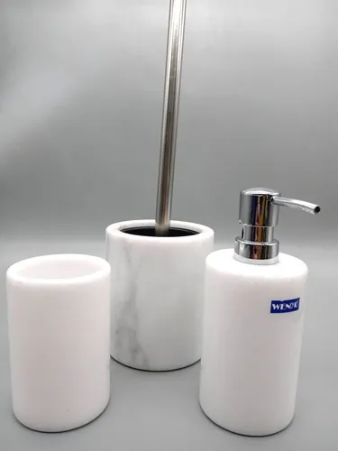 WENKO Seifenspender Onyx aus Marmor - Eleganz für Ihr Bad - Hochwertiger Seifenspender aus stilvollem Marmor, ideal für Bad, Küche und Gäste-WC. Nachfüllbar mit ca. 230 ml, für eine elegante und praktische Flüssigseifen-Abgabe.