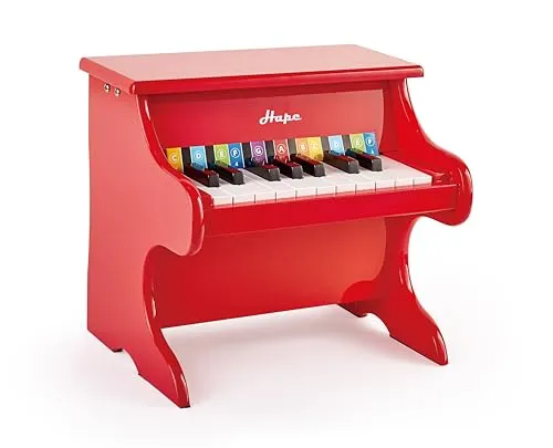 Hape Spielzeug-Klavier | 18 Tasten Musikinstrument für Kinder aus Holz, Rot - Klaviere & Keyboards – Spielerisches Musizieren für Kinder ab 3 Jahren mit 18 kindgerechten Tasten und buntem Notenstreifen für kreatives Lernen.