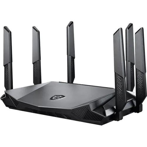 MSI Radix AX6600 WiFi 6 Tri-Band Gaming Router - Ultra-schnelles WLAN mit bis zu 6600 Mbit/s, ideal für Gaming und Streaming mit AI QoS Priorität und robustem 1,8GHz Quad-Core-Prozessor