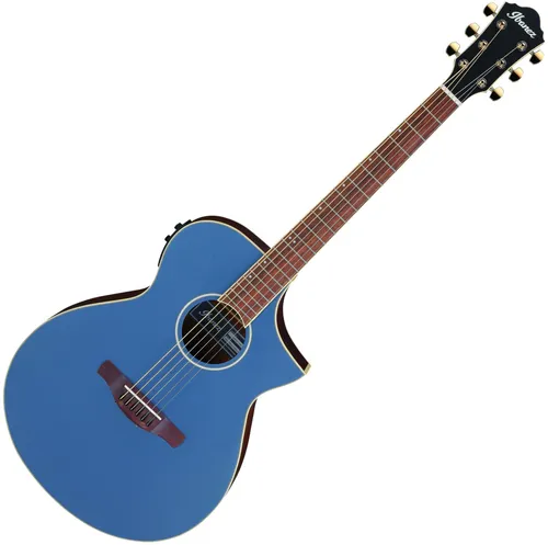 Ibanez AEWC12-PMF Prussian Blue Metallic Flat - AEWC-Serie Akustikgitarre mit Fichtendecke und Sapele-Korpus, ausgestattet mit Fishman Sonicore-Pickup für erstklassigen Sound, ideal für Live-Performances.