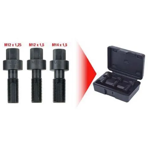 KS Tools Radmuttern-Gewindereparatur-Satz 150.1355 - 3-teiliges Set für die präzise Reparatur von Radmuttern und Radnabengewinden, ideal für schwer zugängliche Bereiche. Aus Hochleistungs-Stahl und geliefert im stabilen Kunststoffkoffer.