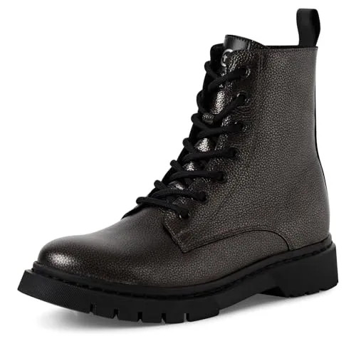 Tamaris Schnürboots mit Anziehlasche in Altsilber, Größe 41 EU - Modische Herbstboots mit praktischem Reißverschluss und wärmendem Innenmaterial. Ideal für stilvolle Auftritte bei kühlerem Wetter.