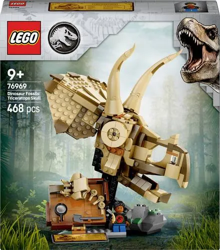 Dinosaurier-Fossilien: Triceratops-Schädel - LEGO Jurassic World Bauset mit Triceratops-Schädel, fördert Kreativität und Geschicklichkeit bei jungen Dinosaurier-Fans.