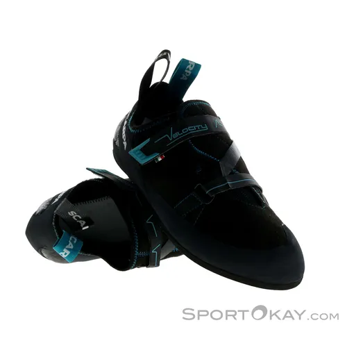 Scarpa Velocity Kletterschuhe 42 | EU 42 schwarz/blau - Vielseitige Allround-Kletterschuhe in Schwarz/Blaue, ideal für Indoorklettern und Bouldern. Wiederbesohlbar und vegan, bieten sie hervorragende Performance für Kletterbegeisterte.