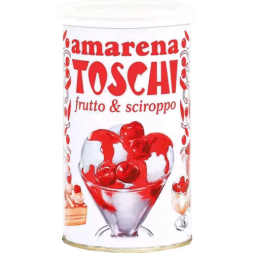 Kirschen in Amarena-Sirup 400g - Toschi - Dosenfrüchte & -gemüse, aromatische Amarena-Kirschen in süßem Sirup, perfekt für Desserts und Cocktails.