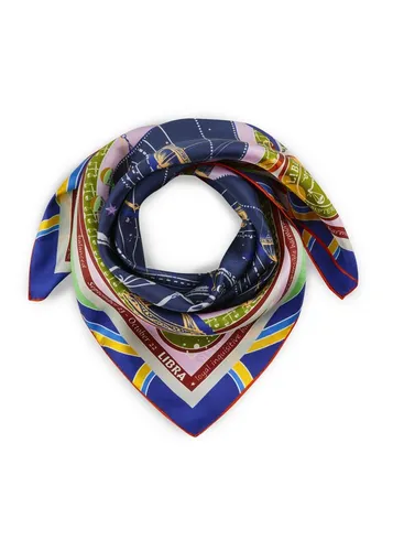 CODELLO Exklusives Sternzeichen-Tuch aus reiner Seide (Waage, blau) - Halstücher für Damen, aus 100% reiner Seide, stilvolles Accessoire für individuelle Sternzeichen-Liebhaber.