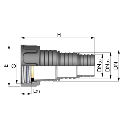 REKUBIK Stufenschlauchtülle Innengewinde Überwurfmutter x Tülle 3stufig 1 1/2