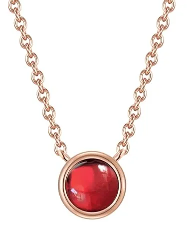 GLANZSTÜCKE MÜNCHEN Damen-Kette Sterling Silber 925 - Edelstein-Kette mit feurigem Granat, rosévergoldet und aus hochwertigem Sterlingsilber. Verleiht Mut und Energie, ideal für stilbewusste Frauen.
