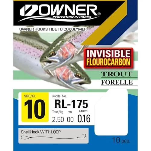 Owner Forellehaken Fluorocarbon blau 60cm - 7 gebundene Angelhaken, Gr./Durchmesser/Tragkraft:Gr. 8/5.8kg /0.25mm