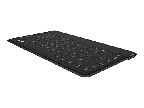 Logitech Keys-to-Go Kabellose Tablet-Tastatur, Bluetooth, iOS-Sondertasten, Ultraleicht & Geräuschlos, 3-Monate Akkulaufzeit, Fürs Tablet und Smartphone, Spanisches QWERTY-Layout - Schwarz
