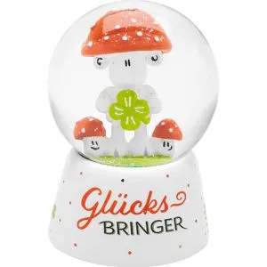 Sheepworld Schneekugel 47743, aus Glas, mit Glitzer, Glücksbringer, weiß, 4,2 x 6,5 cm