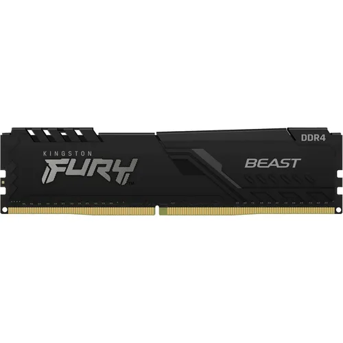 Kingston Fury Beast Black DDR4-3200, 8 GB - DDR4-RAM mit 3.200 MHz und CL16-Latenzen, ideal für Gaming und kreative Anwendungen, ausgestattet mit stylisher RGB-Beleuchtung und effektivem Aluminium-Heatspreader.