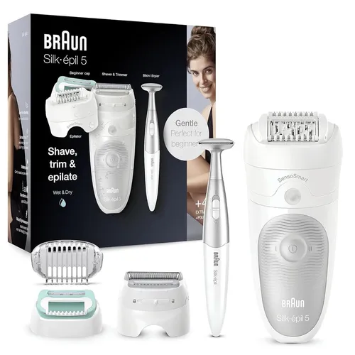 Braun Silk-épil 5 825 Power, Epilierer - Nassrasierer mit sanfter Epilationstechnologie für langanhaltend glatte Haut, ideal für empfindliche Bereiche.
