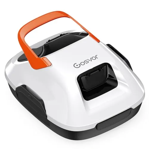 Gosvor Poolsauger Akku mit 90 Min Laufzeit, 3,4 kg Leichtgewicht Poolroboter, Einfach zu Bedienen, Selbstparkfunktion, 6600 LPH Starker Poolreiniger mit Doppelmotor, Ideal für Flache Boden bis 80 m²