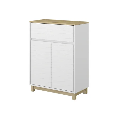 Vicco Midischrank Livia, Weiß/Holz, 60 x 80 cm mit Schublade - Midischrank für Badezimmer, modernes Design mit praktischen Fächern und Schublade für maximalen Stauraum und Ordnung.