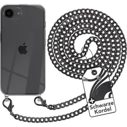 EAZY CASE Metall Handykette für Apple iPhone 16e, Handyhülle mit Umhängeband, Silikonhülle, Metallkette für Smartphone in Grau