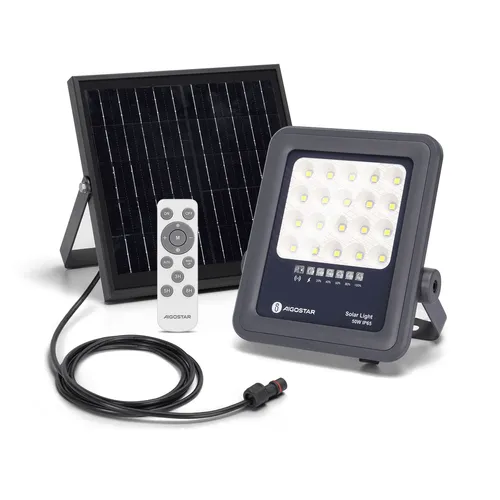 Aigostar 50W Solarstrahler mit Fernbedienung - Außenleuchten mit 500lm Helligkeit, IP65 wasserdicht und energiesparend – ideal für Garten und Terrasse, einfach zu installieren und mit Fernbedienung für individuelle Helligkeitseinstellungen.