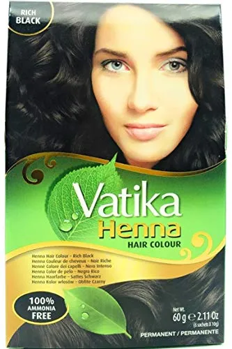 Dabur Vatika Henna Hair Colour Permanent Rich Black 6x10g (insgesamt - 60g)