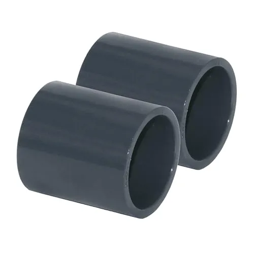HAF 2X PVC Fittings Muffe mit 63mm | Klebemuffe x Klebemuffe | Verbinder aus grauem PVC-U | PN16 für PVC Rohr, Poolfitting, Pool, Schwimmbad, Poolverrohrung, Druckleitung, Rohrleitung & Teich