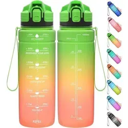 Trinkflasche Auslaufsicher Tritan BPAfrei 1000 ml in Grün, Orange und Rosa