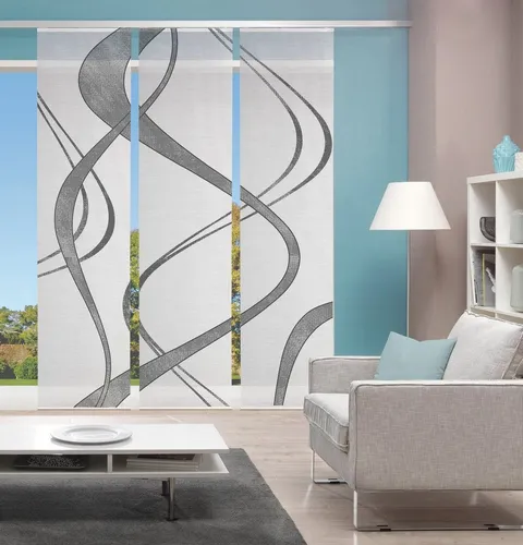 VISION S Schiebegardine TIBANO Links, grau - Schiebevorhang in Bambus-Optik, halb-transparent, leicht kürzbar und inklusive Zubehör für einfache Montage. Ideal für stilvolle Fensterdekoration.