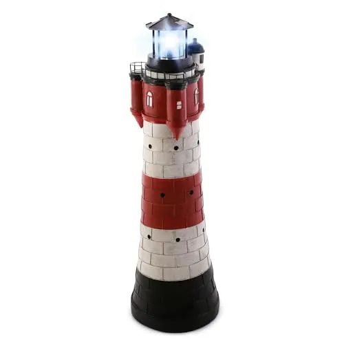 Raburg Solar Leuchtturm Roter Sand XL – 108 cm Garten Deko mit LED und Dämmerungssensor
