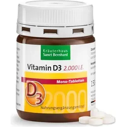 Vitamin-D3-2.000 I.E. Mono-Tabletten - 50 g - Nahrungsergänzungsmittel zur Unterstützung von Knochen, Zähnen und Immunsystem mit 2.000 I.E. Vitamin D3 pro Tablette, ideal für die Wintermonate und moderne Lebensstile.