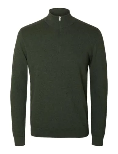 Selected Homme Male Strickpullover Half-Zip - Pullover für Herren mit hohem Kragen und Halbreißverschluss, stylische Schulterriegel-Details für einen modernen Look.