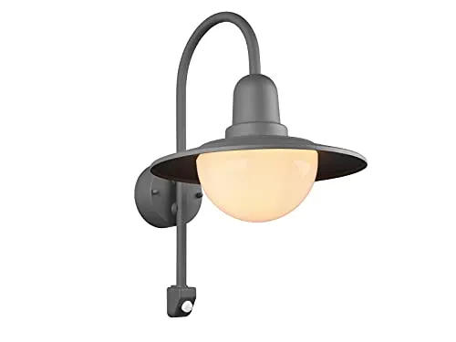 meineWunschleuchte Außenwandlaterne mit Bewegungsmelder - Außenlampe aus Aluminium in Anthrazit, Höhe 45,5 cm, mit 6 m Bewegungsmelder und IP44 Schutz für wetterfeste Nutzung. Austauschbare E27 LED für warmweißes Licht.