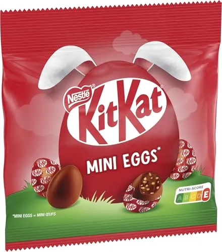 NESTLÉ KITKAT Mini Eggs, kleine Schokoeier aus Milchschokolade mit cremiger Füllung und Knusperstückchen, 1er Pack (1x90g)