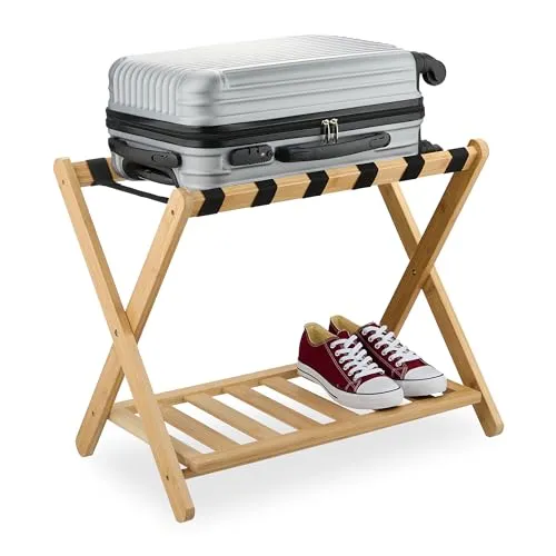 Kofferständer Luggage Rack klappbar aus Bambus von Relaxdays