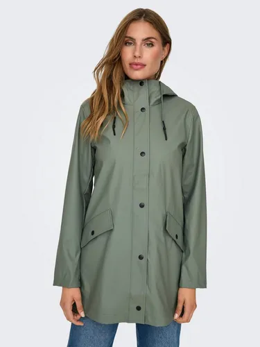 ONLY Regenmantel ONLElisa (1-tlg) - Khaki - Funktionsjacke aus 100% Polyester, wasserabweisend mit praktischer Kapuze, ideal für unbeständiges Wetter.
