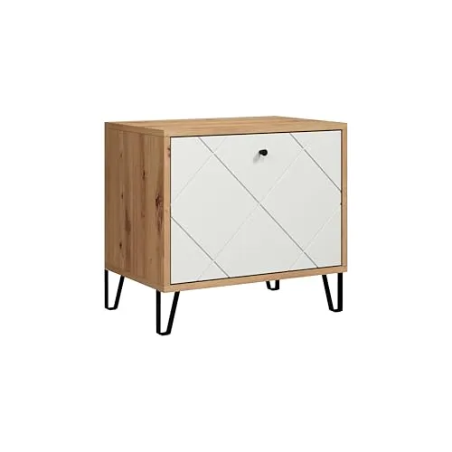 trendteam smart living - Touch - Sitzbank Eiche/Weiß - Moderne Garderobenbank mit Soft-Close-Funktion, ideal für schmale Flure. Bietet Platz für 4 Schuhpaare und vereint elegantes Design mit praktischer Funktionalität.