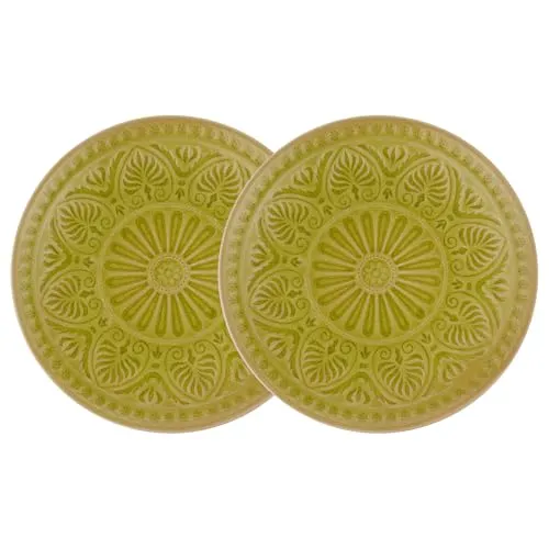 BUTLERS Teller Ø31cm 2er Teller Set SUMATRA Steinzeug Geschirr | Speiseteller Dinnerteller Essteller Deko-Teller | Exotisch & gemustert | Mikrowellen- & spülmaschinenfest