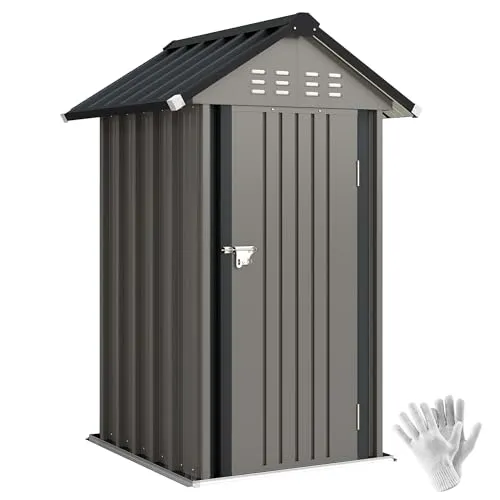 Outsunny Metall Gerätehaus 1,17 m² mit Satteldach und Schloss - Platzsparendes Gartenhaus (122 x 121 x 192 cm) aus robustem, wetterfestem Metall. Ideal für Terrassen, bietet sicheren Stauraum und einfache Montage in nur zwei Stunden. Perfekt für die Organisation Ihrer Gartengeräte.